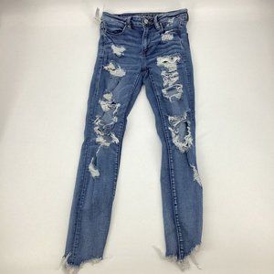 American Eagle Womens Next Level Stretch Hi Rise Jegging Jean Distressed Size 6